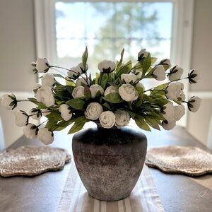 Viral Cream Peonies by Ashland Arrangement in Gray Metal Distressed Vase.